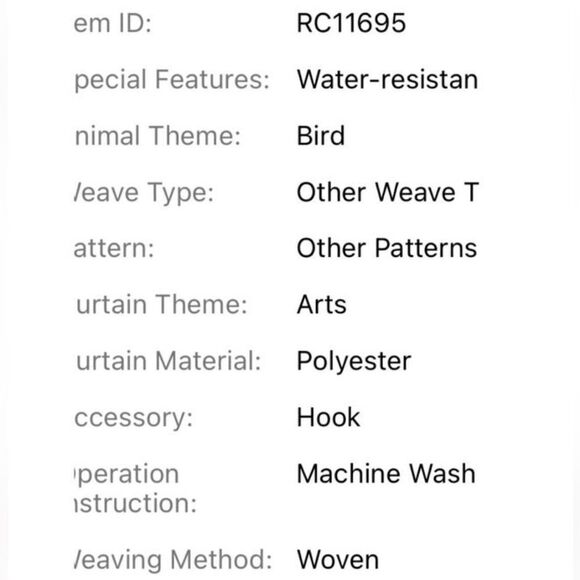 "NEW" 1pc  Bird Print Multicolor Shower Curtain W/ Plastic Hooks 71"x71" - Picture 4 of 9